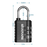 GIVERARE 8 Pack Combination Lock, 3 - Digit Padlock Keyless, Resettable Luggage Locks for Backpack, Gym & School & Employee Locker, Weatherproof Travel Lock for Fence, Backyard Gate, Hasp, Case - Black