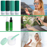 GLAMFIELDS Travel Bottles for Toiletries,TSA Approved 3.3oz Size LeakProof Silicone Toiletry Containers for Shampoo, Conditioner,Easy to Squeeze，Portable Travel Essentials for Lotion(18 Pack) Green