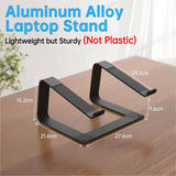 GleYo Laptop Stand for Desk Portable Computer Riser Metal Notebook Holder Printer Stand Office Desk Accessories Compatible with MacBook Air, Pro, Dell, HP, Lenovo and All 10 - 16" Laptops, Black