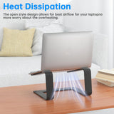 GleYo Laptop Stand for Desk Portable Computer Riser Metal Notebook Holder Printer Stand Office Desk Accessories Compatible with MacBook Air, Pro, Dell, HP, Lenovo and All 10 - 16" Laptops, Black