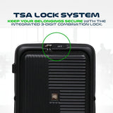 Global DRT 20” Collapsible Carry - On Luggage – Lightweight & Expandable Hard Shell Suitcase with Spinner Wheels, TSA Lock, Airline Approved, Water & Impact Resistant Travel Bag (BLACK)