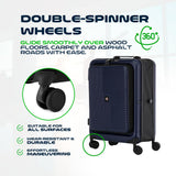 Global DRT 20” Collapsible Carry - On Luggage – Lightweight & Expandable Hard Shell Suitcase with Spinner Wheels, TSA Lock, Airline Approved, Water & Impact Resistant Travel Bag (NAVY BLUE)