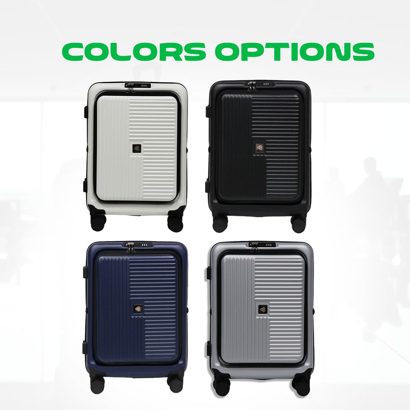 Global DRT 20” Collapsible Carry - On Luggage – Lightweight & Expandable Hard Shell Suitcase with Spinner Wheels, TSA Lock, Airline Approved, Water & Impact Resistant Travel Bag (BLACK)