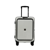 Global DRT 20” Collapsible Carry - On Luggage – Lightweight & Expandable Hard Shell Suitcase with Spinner Wheels, TSA Lock, Airline Approved, Water & Impact Resistant Travel Bag (CREAM WHITE)