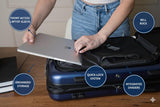 Global DRT 20” Collapsible Carry - On Luggage – Lightweight & Expandable Hard Shell Suitcase with Spinner Wheels, TSA Lock, Airline Approved, Water & Impact Resistant Travel Bag (NAVY BLUE)