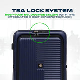 Global DRT 20” Collapsible Carry - On Luggage – Lightweight & Expandable Hard Shell Suitcase with Spinner Wheels, TSA Lock, Airline Approved, Water & Impact Resistant Travel Bag (NAVY BLUE)