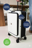 Global DRT 20” Collapsible Carry - On Luggage – Lightweight & Expandable Hard Shell Suitcase with Spinner Wheels, TSA Lock, Airline Approved, Water & Impact Resistant Travel Bag (CREAM WHITE)