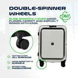 Global DRT 20” Collapsible Carry - On Luggage – Lightweight & Expandable Hard Shell Suitcase with Spinner Wheels, TSA Lock, Airline Approved, Water & Impact Resistant Travel Bag (CREAM WHITE)