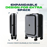 Global DRT 20 - Inch Lightweight Collapsible Expandable Carry - On Luggage Suitcase with Wheels, Water and Impact Resistant - Airline Approved