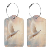 Glowing White Dove in Flight Luggage Tag for Suitcase 2 Pack Leather Luggage Tag with Privacy Flap Name Id Label and Metal Loop for Women Men Travel