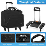 GMAK Rolling Laptop Bag for Women Men, Wheeled Briefcase with Removable Trolley, 17.3 Inch Laptop Bag Overnight Roller Case Computer Bags for Work/Business/Travel Carry On Bag with Wheels, Black