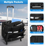 GMAK Rolling Laptop Bag for Women Men, Wheeled Briefcase with Removable Trolley, 17.3 Inch Laptop Bag Overnight Roller Case Computer Bags for Work/Business/Travel Carry On Bag with Wheels, Black