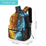GNEW Tiger Backpack Ice and Fire Tiger Bookbag for Boys Girls, Cool Animal Print Backpack for Kids, Large Capacity Water Resistant Travel Laptop Backpack, 16.5 Inch