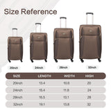 GOAWGO 4 - Piece Luggage Set (20/24/28/32") with Lock | Expandable Carry - On Softshell Suitcase | Softside Lightweight Travel Suitcase Set with Spinner Wheels and Front Pocket (Brown)