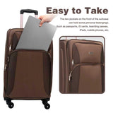 GOAWGO 4 - Piece Luggage Set (20/24/28/32") with Lock | Expandable Carry - On Softshell Suitcase | Softside Lightweight Travel Suitcase Set with Spinner Wheels and Front Pocket (Brown)