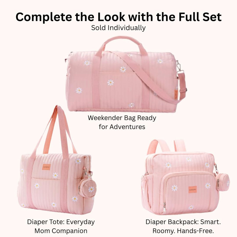 GOBABYMART 3pc Diaper Bag Tote Set, Hospital Bag for Labor & Delivery, Maternity Travel Bag with Changing Pad & Pacifier Case