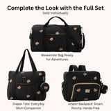 GOBABYMART Diaper Bag Backpack, Medium Maternity baby bag & Changing Pad, Insulated Pockets, Stroller Straps & Pacifier Case (Medium - Black Bears)
