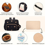 GOBABYMART Diaper Bag Backpack, Medium Maternity baby bag & Changing Pad, Insulated Pockets, Stroller Straps & Pacifier Case (Medium - Black Bears)