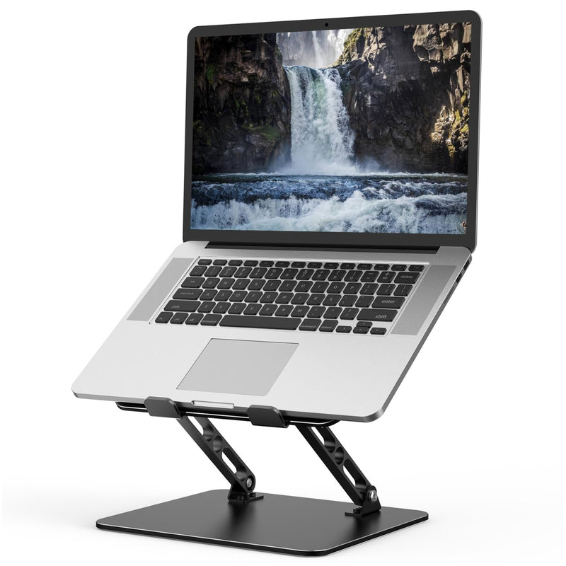 Gogoonike Adjustable Laptop Stand for Desk, Metal Foldable Laptop Riser Holder, Portable Desktop Book Stands, Ventilated Cooling Computer Notebook Stand Compatible with 10 - 15.6” Laptops
