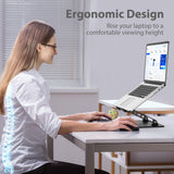 Gogoonike Adjustable Laptop Stand for Desk, Metal Foldable Laptop Riser Holder, Portable Desktop Book Stands, Ventilated Cooling Computer Notebook Stand Compatible with 10 - 15.6” Laptops