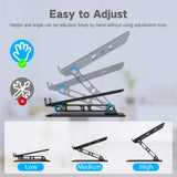 Gogoonike Adjustable Laptop Stand for Desk, Metal Foldable Laptop Riser Holder, Portable Desktop Book Stands, Ventilated Cooling Computer Notebook Stand Compatible with 10 - 15.6” Laptops