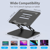 Gogoonike Adjustable Laptop Stand for Desk, Metal Foldable Laptop Riser Holder, Portable Desktop Book Stands, Ventilated Cooling Computer Notebook Stand Compatible with 10 - 15.6” Laptops