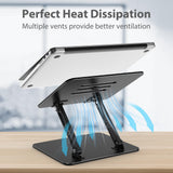 Gogoonike Adjustable Laptop Stand for Desk, Metal Foldable Laptop Riser Holder, Portable Desktop Book Stands, Ventilated Cooling Computer Notebook Stand Compatible with 10 - 15.6” Laptops