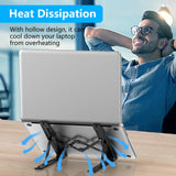 Gogoonike Adjustable Laptop Stand, Portable Laptop Riser for Desk, ABS+Silicone Foldable Ventilated Cooling Notebook Holder Stand for 10 - 15.6” Laptops, Tablets