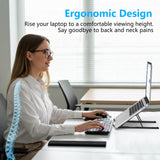 Gogoonike Adjustable Laptop Stand, Portable Laptop Riser for Desk, ABS+Silicone Foldable Ventilated Cooling Notebook Holder Stand for 10 - 15.6” Laptops, Tablets