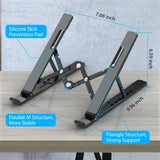 Gogoonike Adjustable Laptop Stand, Portable Laptop Riser for Desk, ABS+Silicone Foldable Ventilated Cooling Notebook Holder Stand for 10 - 15.6” Laptops, Tablets