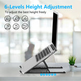 Gogoonike Adjustable Laptop Stand, Portable Laptop Riser for Desk, ABS+Silicone Foldable Ventilated Cooling Notebook Holder Stand for 10 - 15.6” Laptops, Tablets
