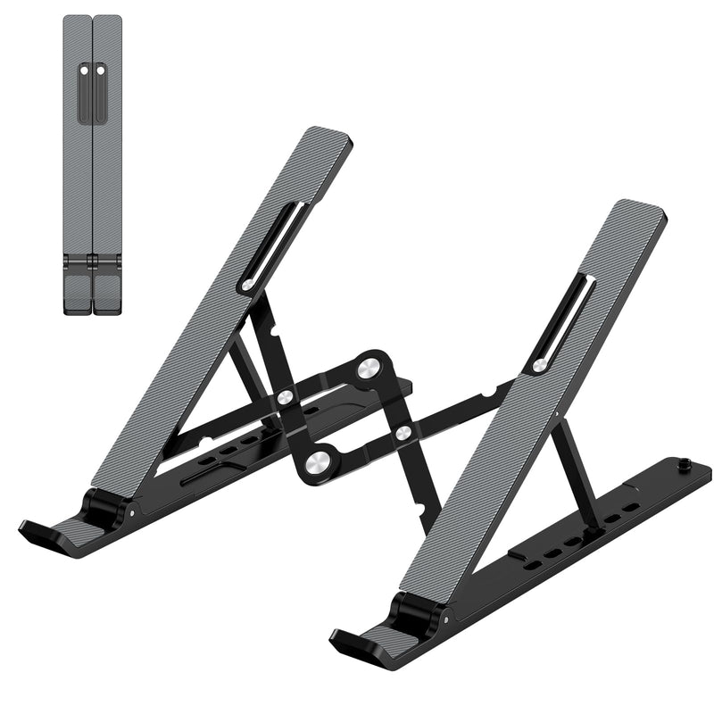 Gogoonike Adjustable Laptop Stand, Portable Laptop Riser for Desk, ABS+Silicone Foldable Ventilated Cooling Notebook Holder Stand for 10 - 15.6” Laptops, Tablets