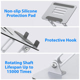 Gogoonike Laptop Stand for Desk, Adjustable Laptop Riser, Metal Foldable Computer Stand Holder Portable Notebook Mount, Ventilated Cooling Printer Stand Compatible with 10 - 15.6” Laptops