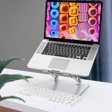 Gogoonike Laptop Stand for Desk, Adjustable Laptop Riser, Metal Foldable Computer Stand Holder Portable Notebook Mount, Ventilated Cooling Printer Stand Compatible with 10 - 15.6” Laptops