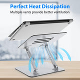 Gogoonike Laptop Stand for Desk, Adjustable Laptop Riser, Metal Foldable Computer Stand Holder Portable Notebook Mount, Ventilated Cooling Printer Stand Compatible with 10 - 15.6” Laptops