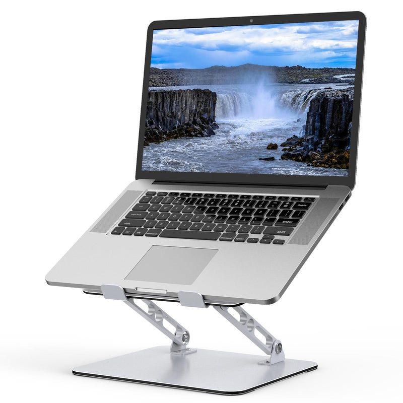 Gogoonike Laptop Stand for Desk, Adjustable Laptop Riser, Metal Foldable Computer Stand Holder Portable Notebook Mount, Ventilated Cooling Printer Stand Compatible with 10 - 15.6” Laptops