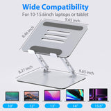 Gogoonike Laptop Stand for Desk, Adjustable Laptop Riser, Metal Foldable Computer Stand Holder Portable Notebook Mount, Ventilated Cooling Printer Stand Compatible with 10 - 15.6” Laptops