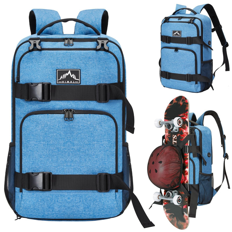 GoHimal Blue Skateboard Backpack, Laptop Bag - Multi - Sport Design for Men & Women, Modern, Anti - Theft
