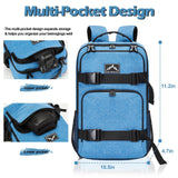 GoHimal Blue Skateboard Backpack, Laptop Bag - Multi - Sport Design for Men & Women, Modern, Anti - Theft