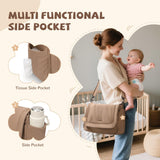 GOLF QUALITY 22L Puffer Diaper Bag Tote,Large Capacity Baby Diaper Tote Travel Bags Crossbody Hospital Bag for mom,Champagne Brown