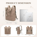 GOLF QUALITY Convertible Laptop Backpack for Women Men Carry on Tote Backpack Teacher Bookbag for College Work Nurse Travel Leisure,16 Inch,Champagne Brown