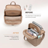 GOLF QUALITY Slim Laptop Backpack for Women, Lightweight Business Backpack for Women Computer Bag Purse for Commuting, Fit 14Inch,Champagne Brown