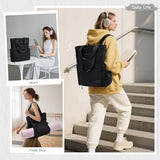 GOLF SUPAGS 3-in-1 Laptop Tote Backpack for Women 15.6" Quilted Work Gym Bag with Hidden Yoga Mat Carrier for Travel Leisure (Black)