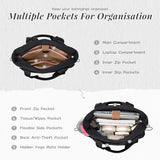GOLF SUPAGS 3-in-1 Laptop Tote Backpack for Women 15.6" Quilted Work Gym Bag with Hidden Yoga Mat Carrier for Travel Leisure (Black)