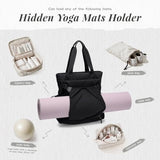 GOLF SUPAGS 3-in-1 Laptop Tote Backpack for Women 15.6" Quilted Work Gym Bag with Hidden Yoga Mat Carrier for Travel Leisure (Black)