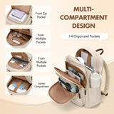 GOLF SUPAGS Backpack for Women Work College Travel Laptop Backpacks Multi - Functional Casual Daypack Teacher Nurse Everyday Bags Fits 15.6 Inch Notebook (Apricot)