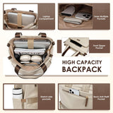 GOLF SUPAGS Convertible Laptop Backpack for Women Casual Daypack Notebook Tote Bag for Work College Travel Leisure (Apricot)