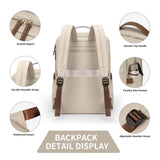 GOLF SUPAGS Stylish Laptop Backpack for Women Airline Approved Perfect for Work College and Travel Multi - Functional Casual Daypack Fits 15.6 Inch Notebook (Apricot)