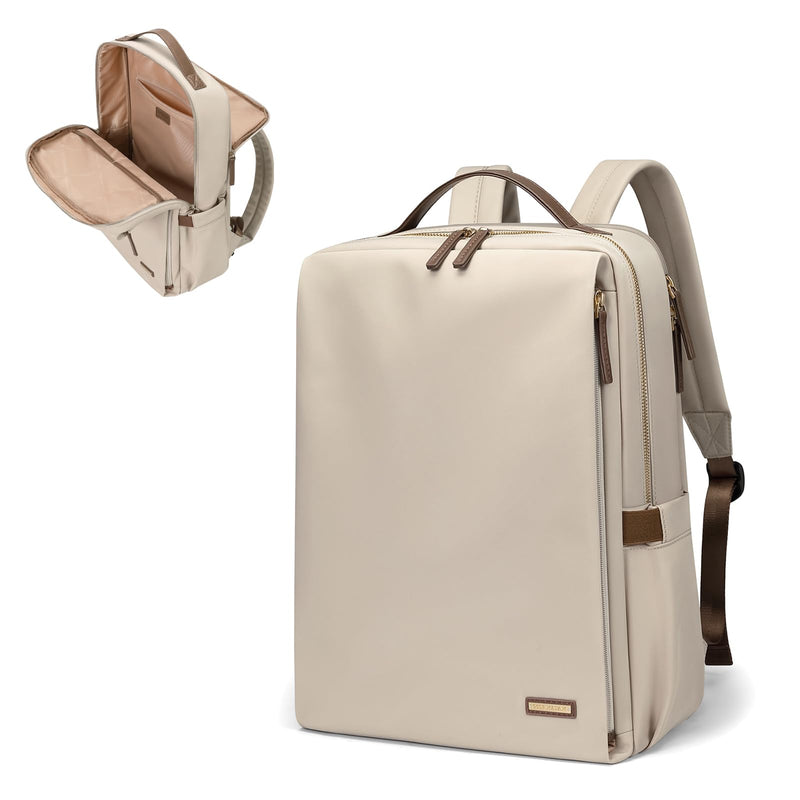 GOLF SUPAGS Stylish Laptop Backpack for Women Airline Approved Perfect for Work College and Travel Multi - Functional Casual Daypack Fits 15.6 Inch Notebook (Apricot)