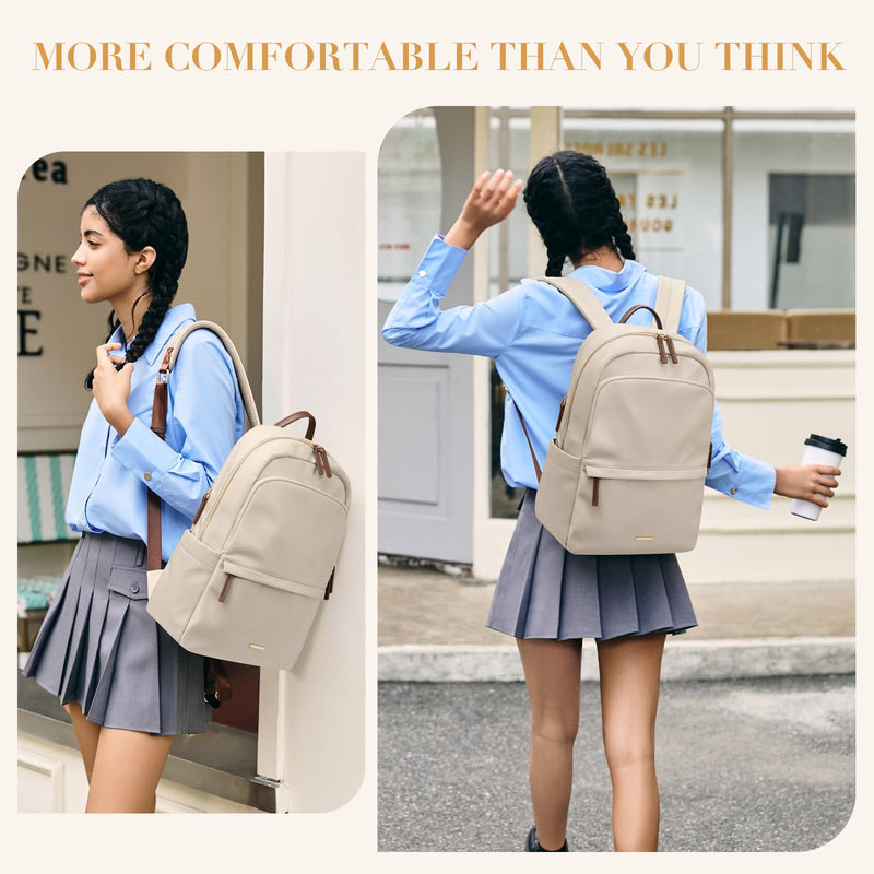 GOLF SUPAGS Women Laptop Backpack Casual Daypack for Work Travel College Backpack Purse Fits 14 Inch Notebook (Apricot)
